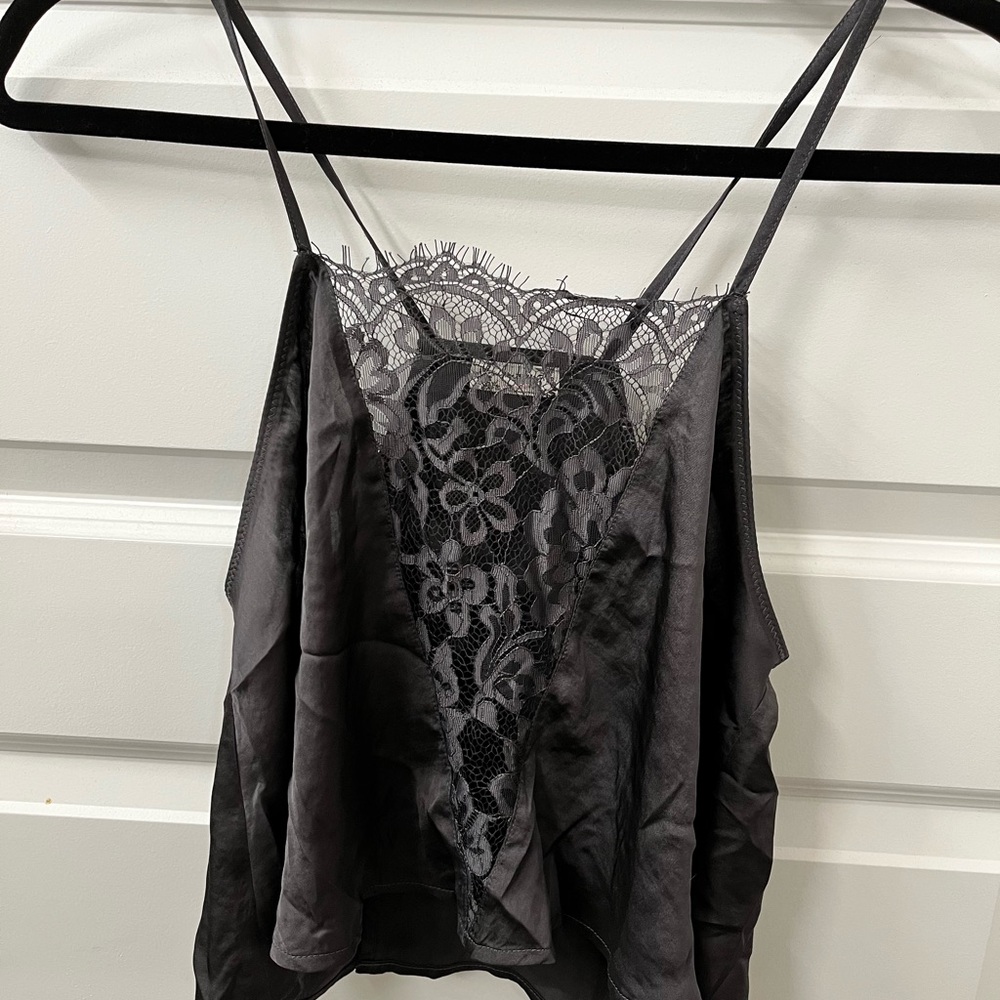 Free People Gray Lace Crop Camisole